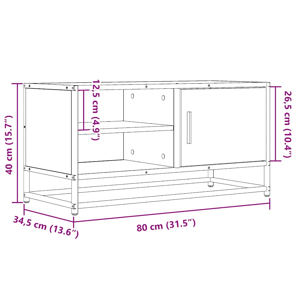 TV-Schrank Schwarz 80x34,5x40 cm Holzwerkstoff und Metall