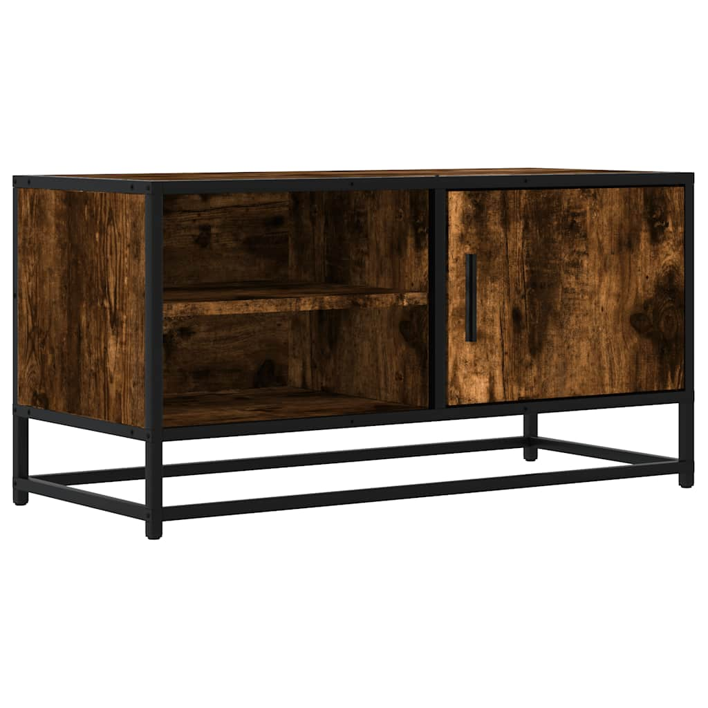 TV-Schrank Räuchereiche 80x34,5x40 cm Holzwerkstoff und Metall