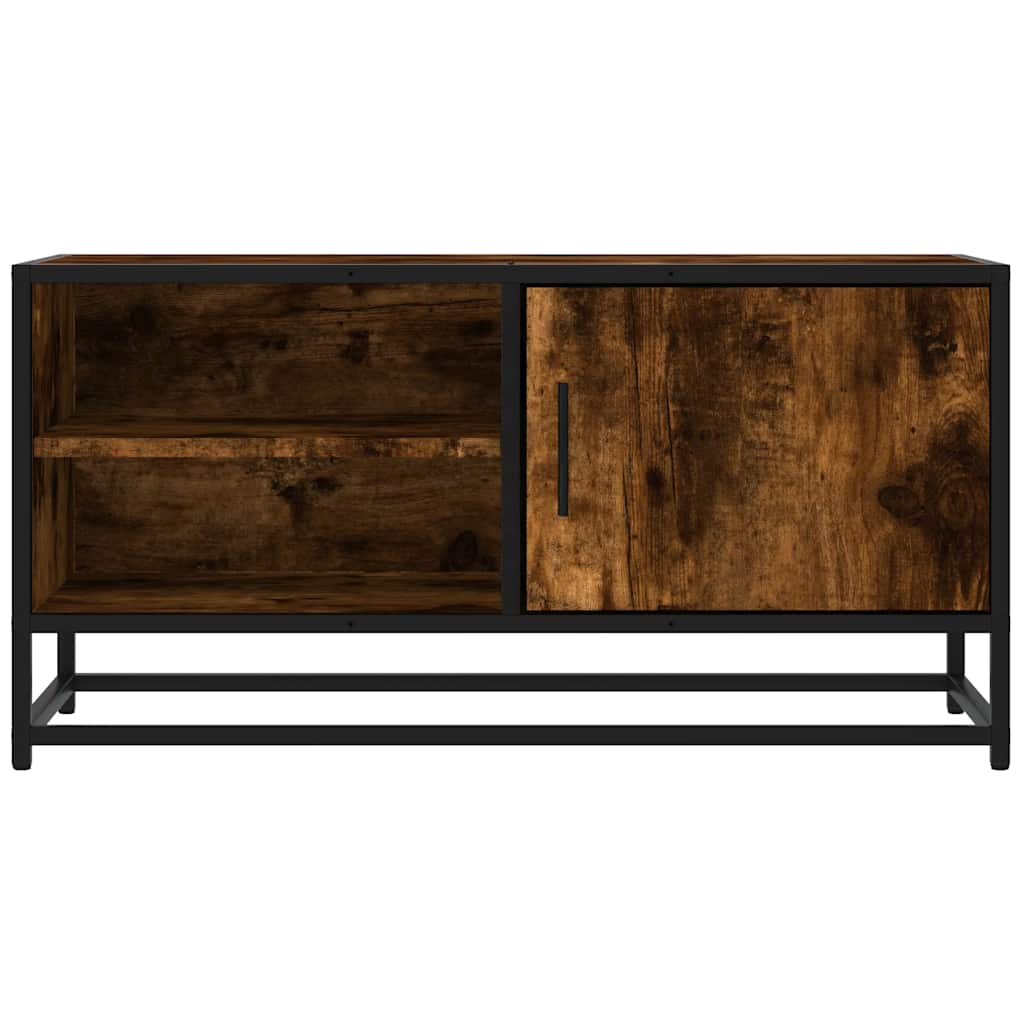 TV-Schrank Räuchereiche 80x34,5x40 cm Holzwerkstoff und Metall