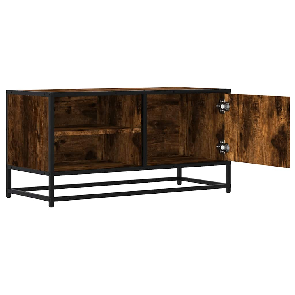 TV-Schrank Räuchereiche 80x34,5x40 cm Holzwerkstoff und Metall