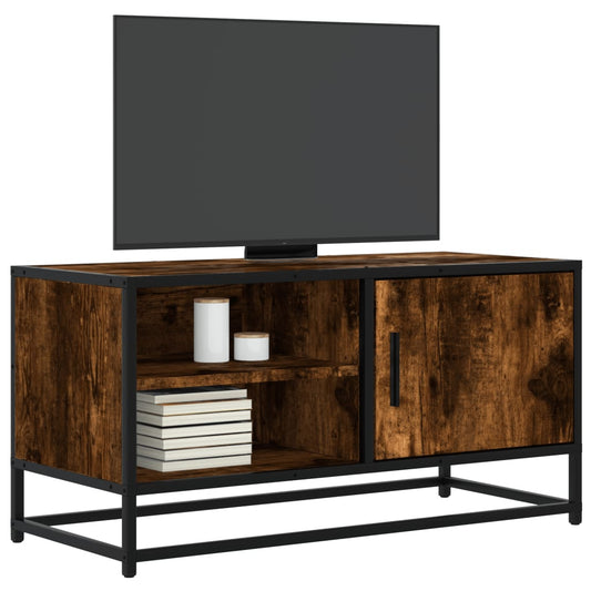 TV-Schrank Räuchereiche 80x34,5x40 cm Holzwerkstoff und Metall