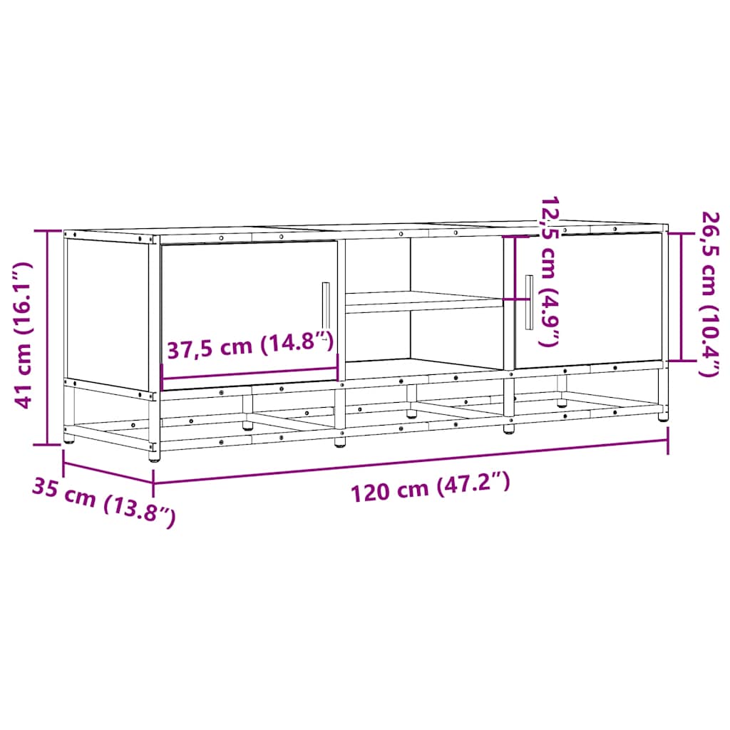 TV-Schrank Schwarz 120x35x41 cm Holzwerkstoff und Metall