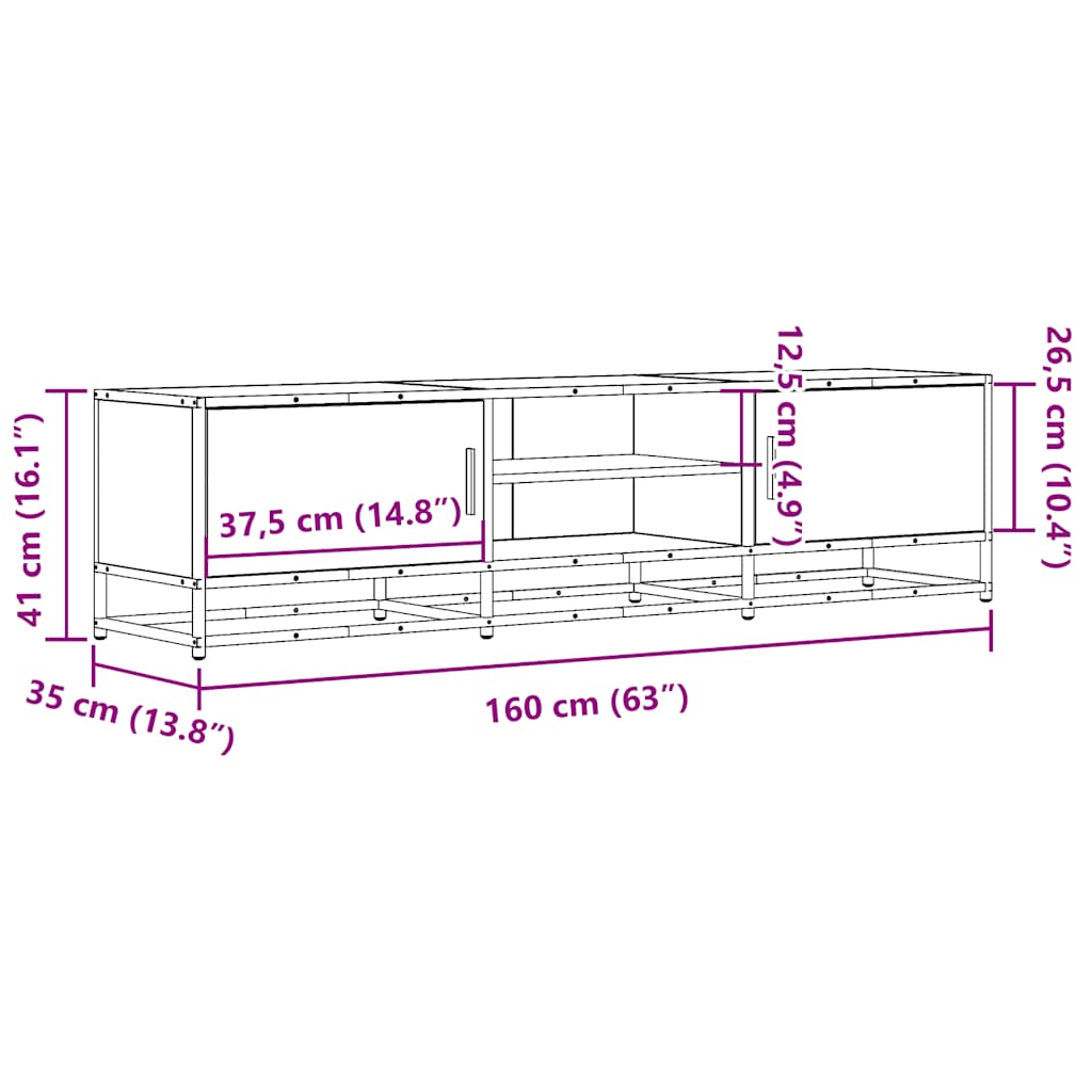 TV-Schrank Schwarz 160x35x41 cm Holzwerkstoff und Metall