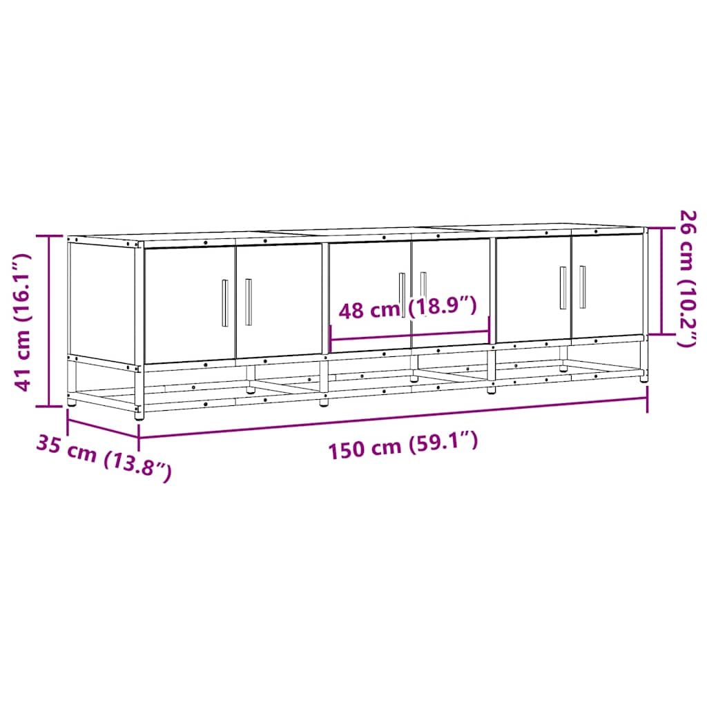 TV-Schrank Schwarz 150x35x41 cm Holzwerkstoff und Metall