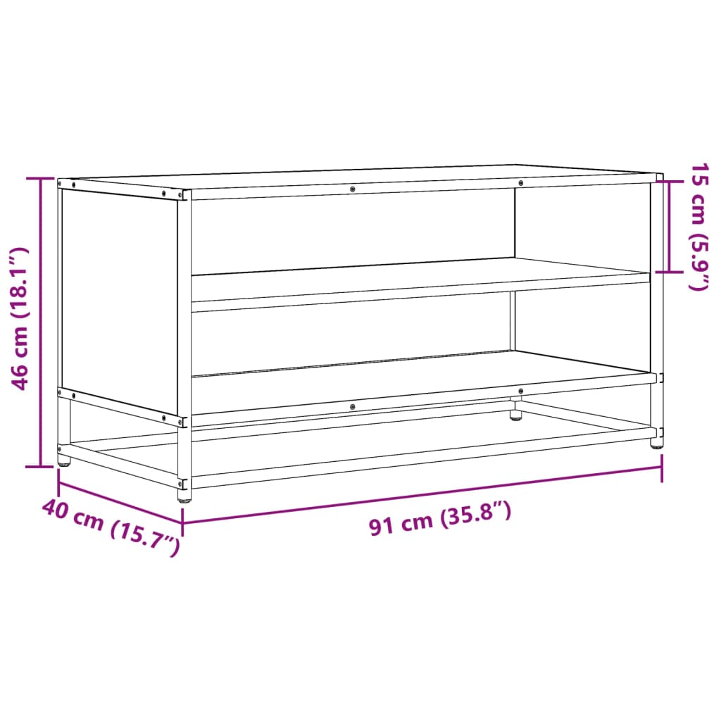 TV-Schrank Sonoma-Eiche 91x40x46 cm Holzwerkstoff und Metall