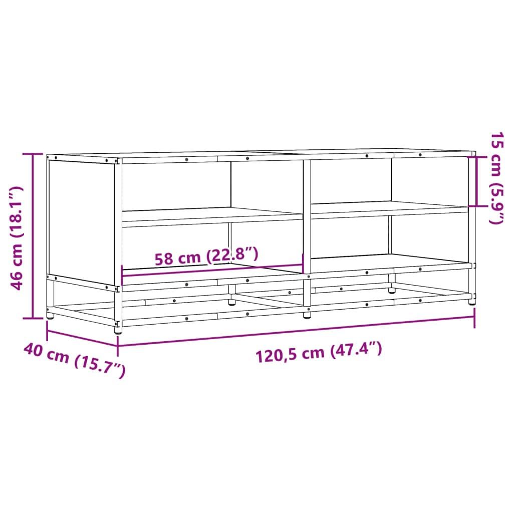 TV-Schrank Sonoma-Eiche 120,5x40x46 cm Holzwerkstoff und Metall