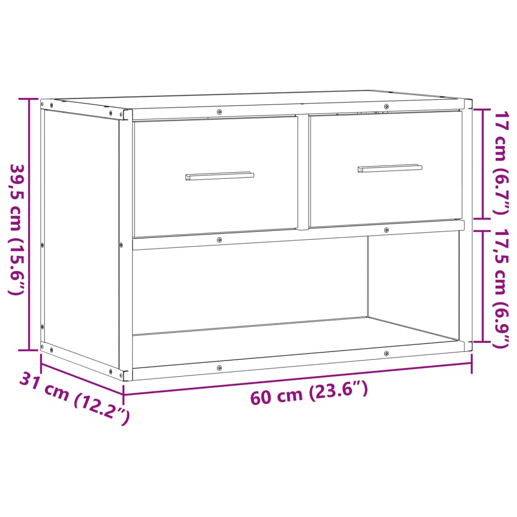 TV-Schrank Schwarz 60x31x39,5 cm Holzwerkstoff und Metall