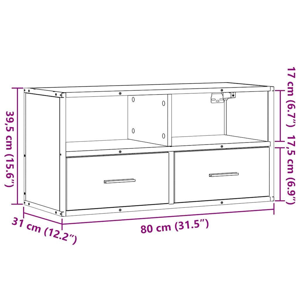 TV-Schrank Schwarz 80x31x39,5 cm Holzwerkstoff und Metall