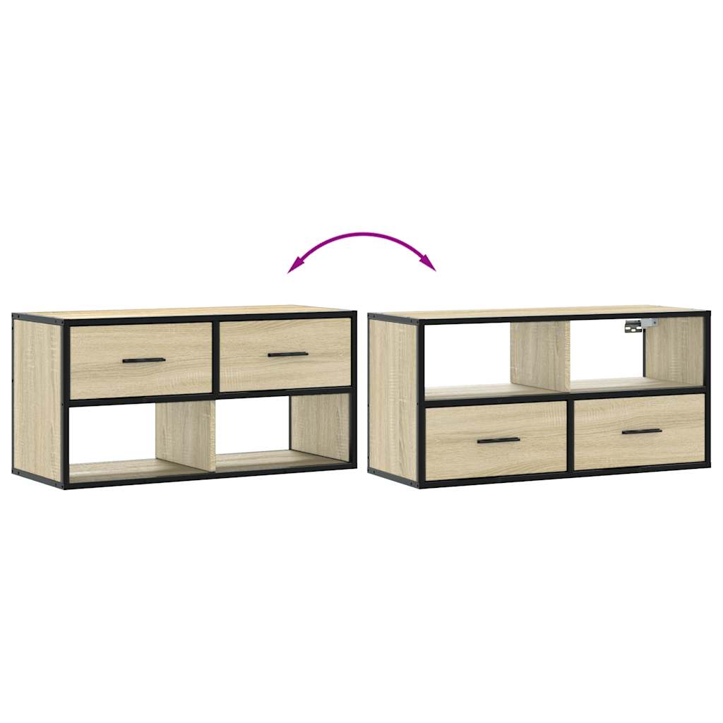 TV-Schrank Sonoma-Eiche 80x31x39,5 cm Holzwerkstoff und Metall