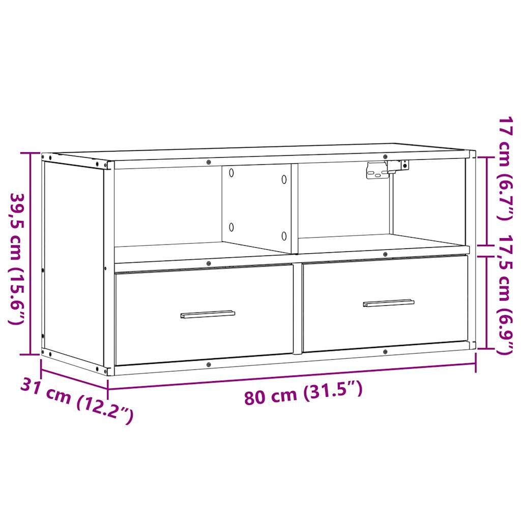 TV-Schrank Sonoma-Eiche 80x31x39,5 cm Holzwerkstoff und Metall