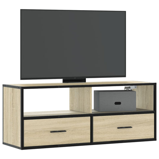 TV-Schrank Sonoma-Eiche 100x31x39,5 cm Holzwerkstoff und Metall