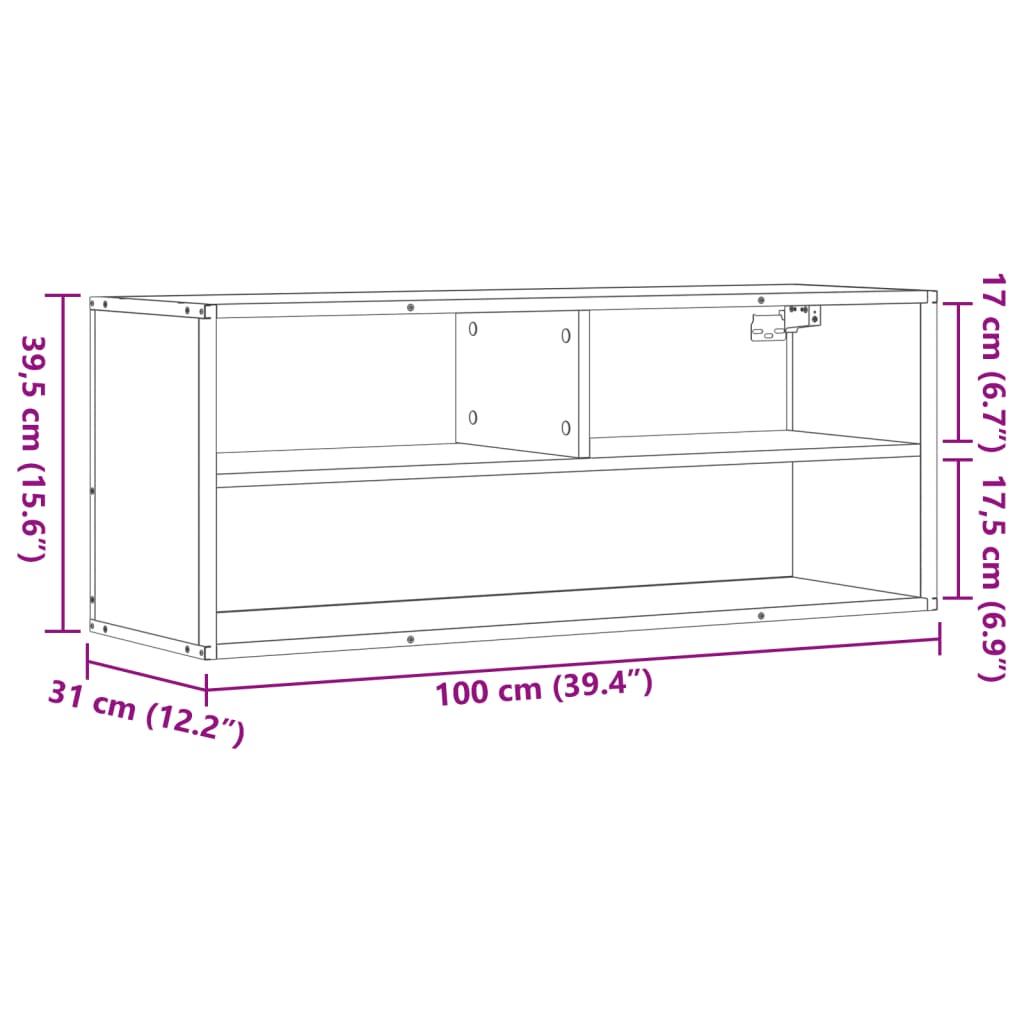 TV-Schrank Sonoma-Eiche 100x31x39,5 cm Holzwerkstoff und Metall