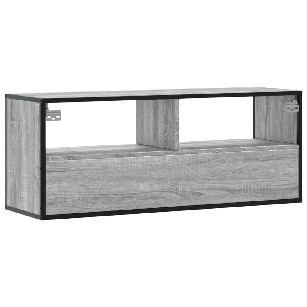 TV-Schrank Grau Sonoma 100x31x39,5 cm Holzwerkstoff und Metall