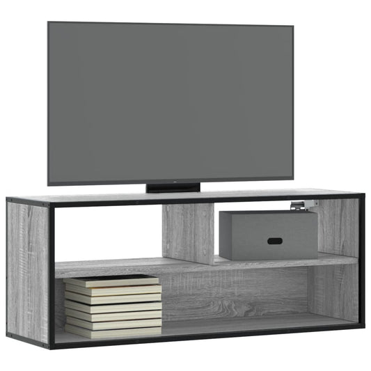 TV-Schrank Grau Sonoma 100x31x39,5 cm Holzwerkstoff und Metall