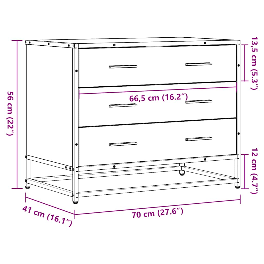 Schubladenschrank Grau Sonoma 70x41x56 cm Holzwerkstoff