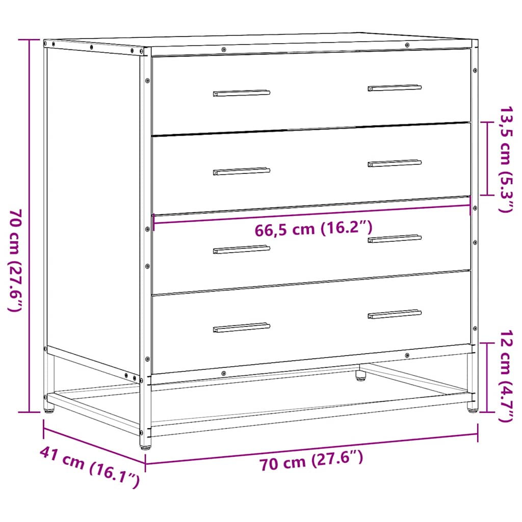 Schubladenschrank Sonoma-Eiche 70x41x70 cm Holzwerkstoff