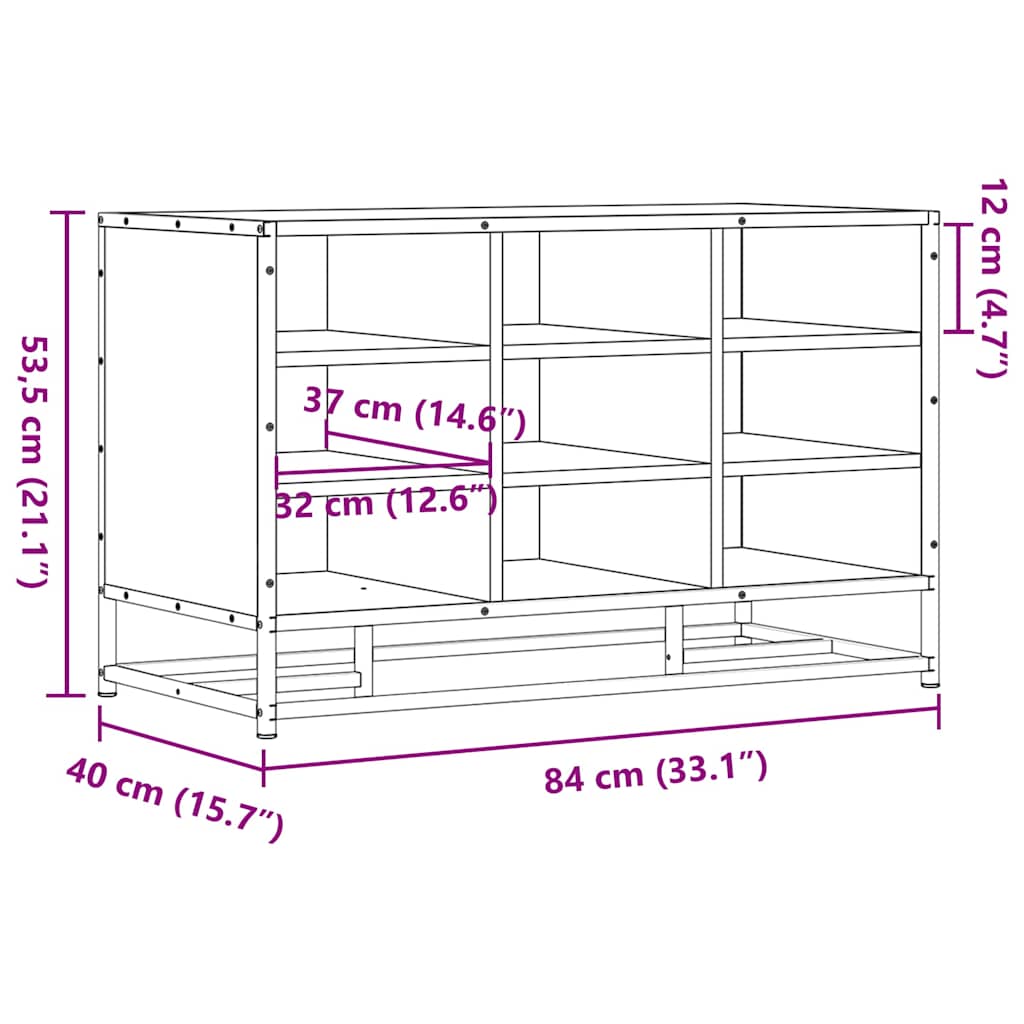 Schuhbank Schwarz 84x40x53,5 cm Holzwerkstoff und Metall