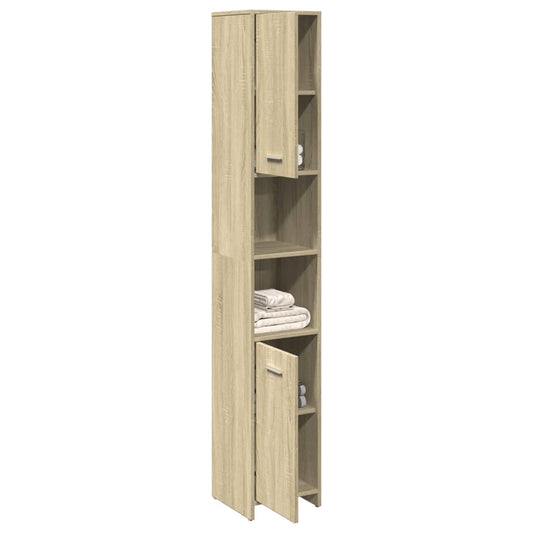 Badezimmerschrank Sonoma-Eiche 30x30x183,5 cm Holzwerkstoff