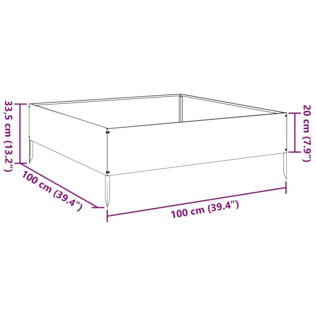 Hochbeet Anthrazit 100x100x33,5 cm Stahl