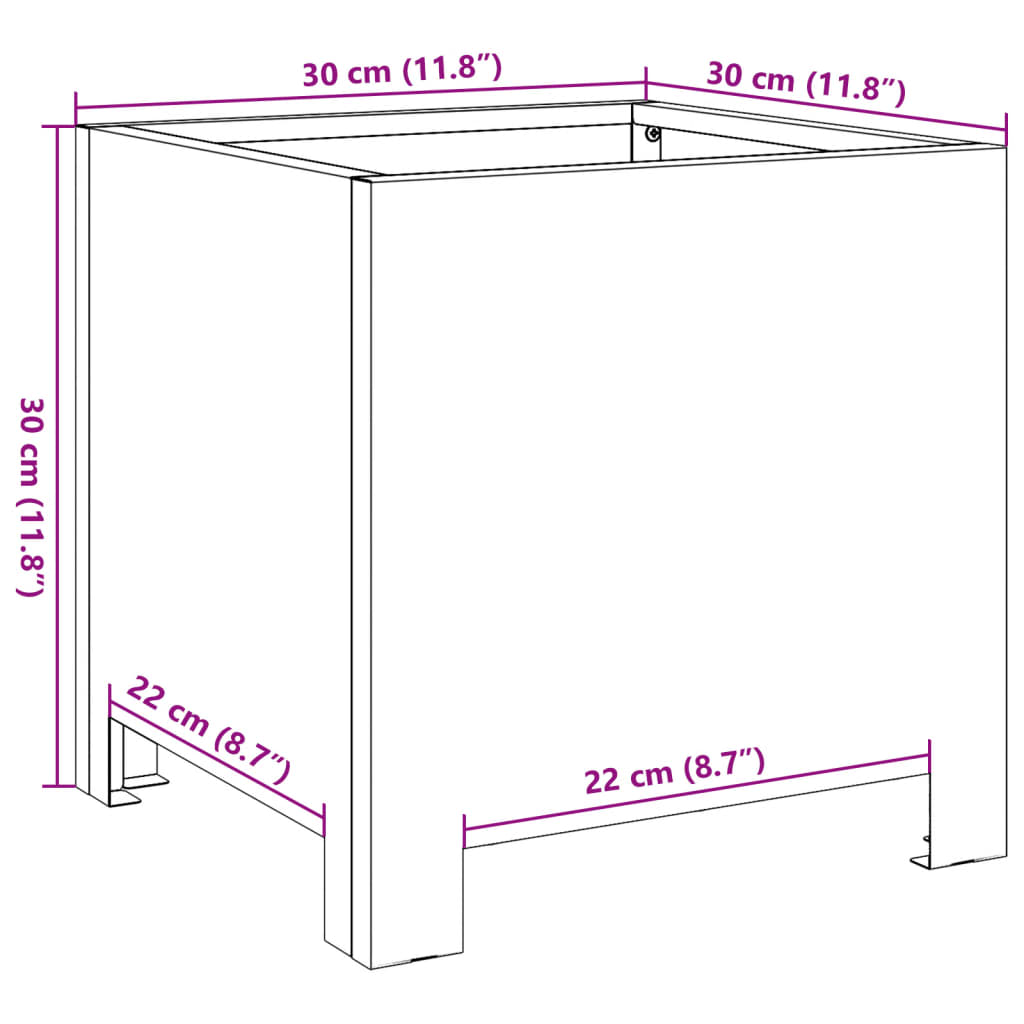 Pflanzkübel Weiß 30x30x30 Stahl