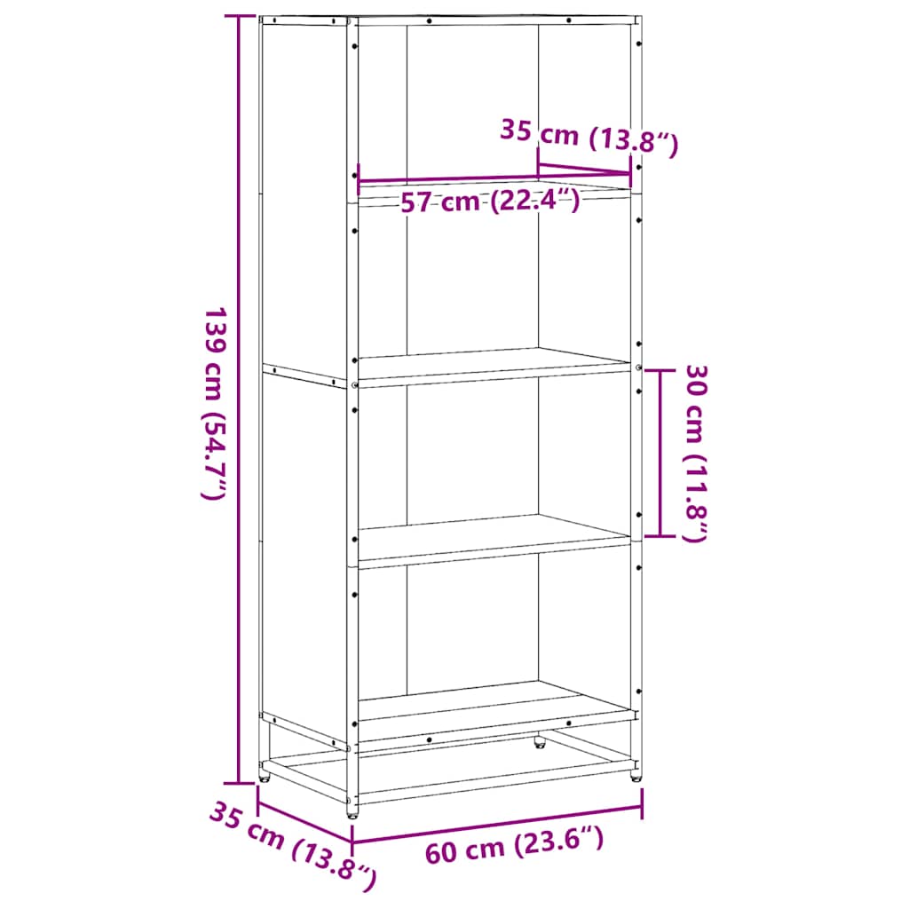 Bücherregal Sonoma-Eiche 60x35x139 cm Holzwerkstoff