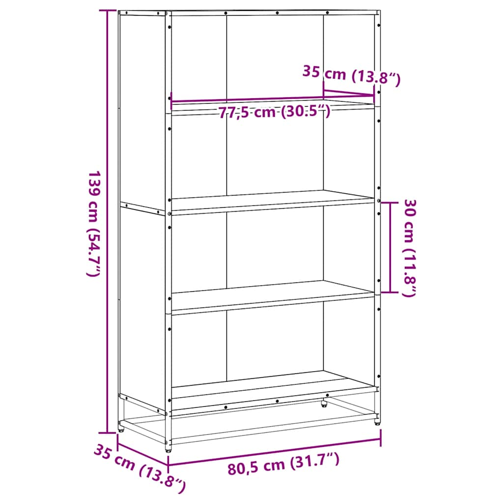 Bücherregal Sonoma-Eiche 80,5x35x139 cm Holzwerkstoff