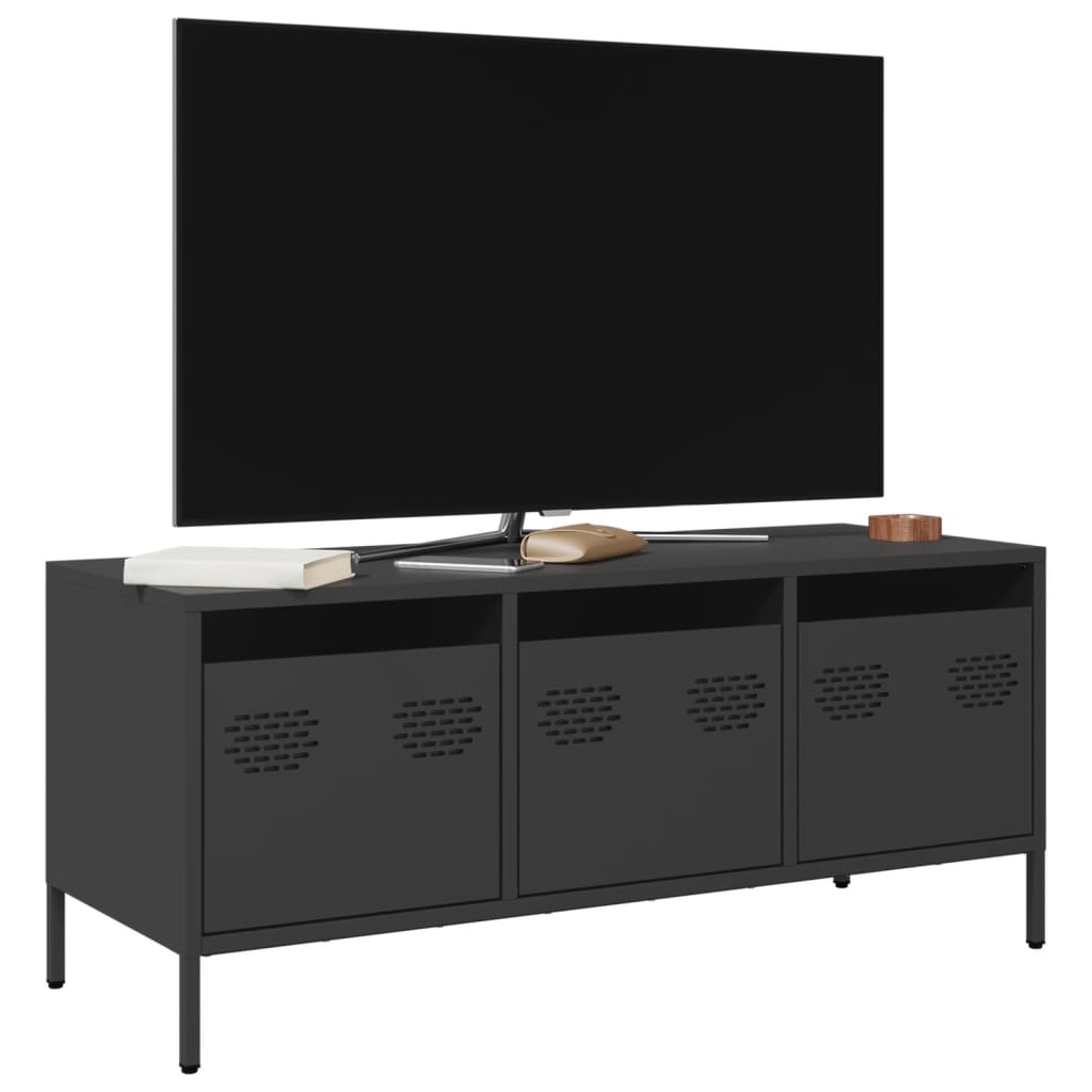 TV-Schrank Schwarz 101,5x39x43,5 cm Kaltgewalzter Stahl