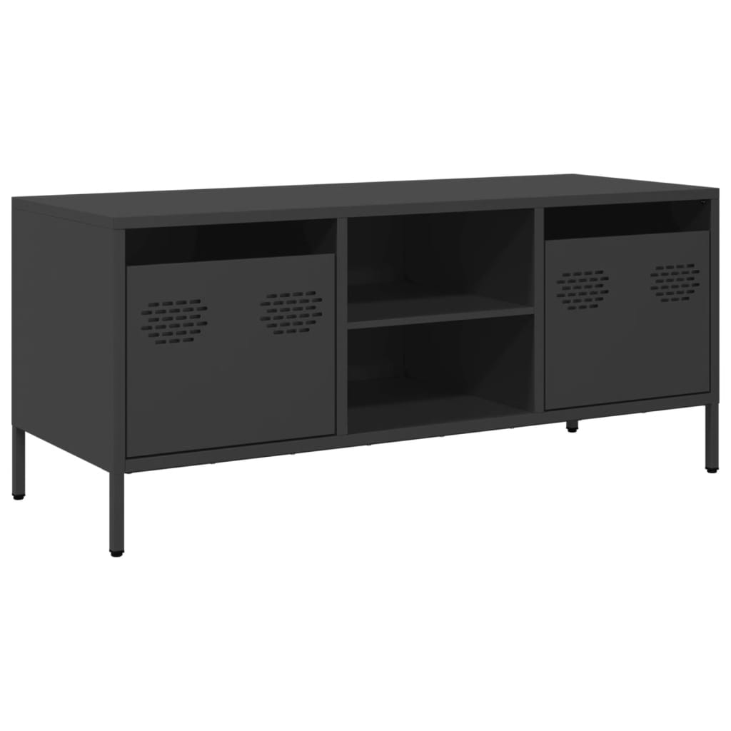 TV-Schrank Schwarz 101,5x39x43,5 cm Kaltgewalzter Stahl