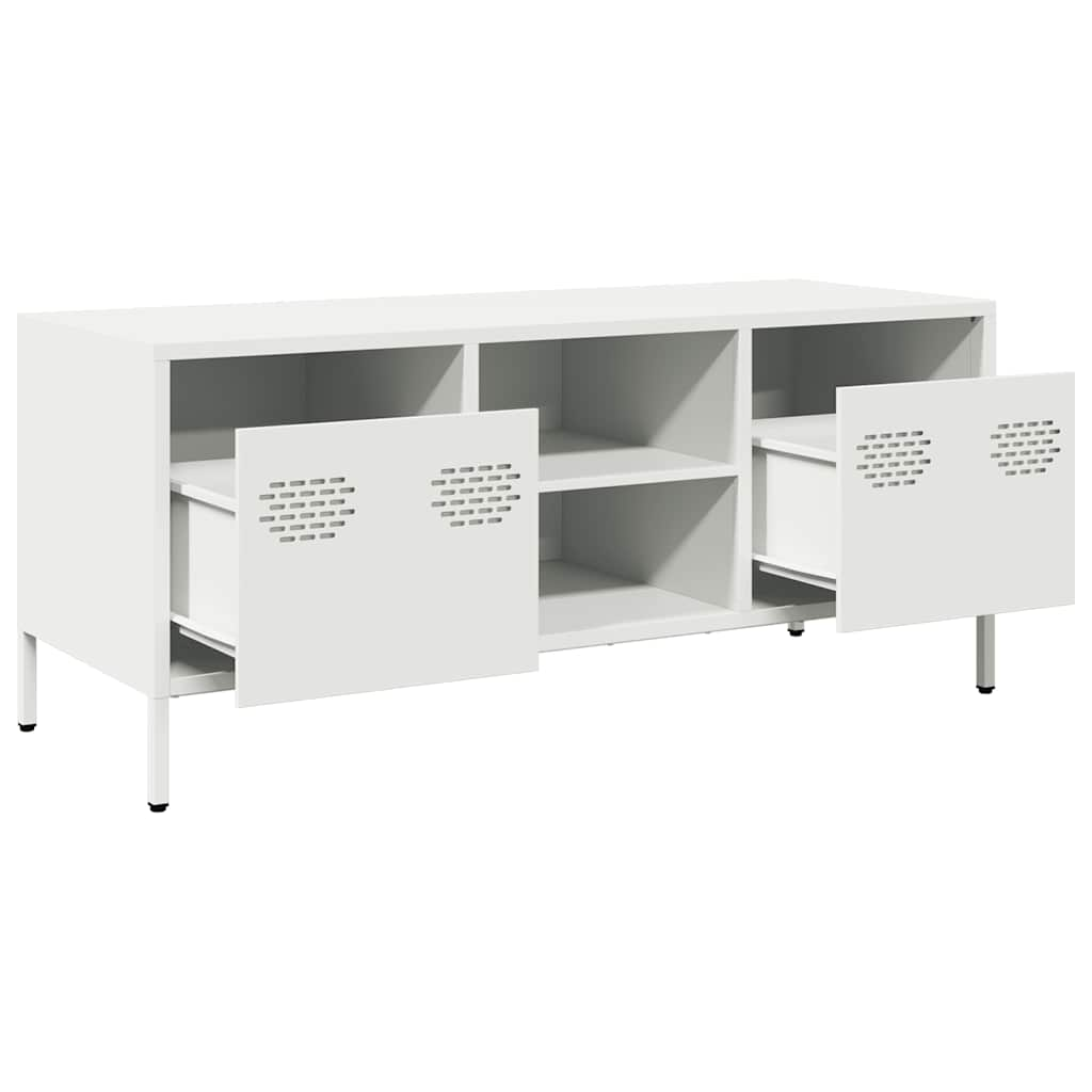 TV-Schrank Weiß 101,5x39x43,5 cm Kaltgewalzter Stahl