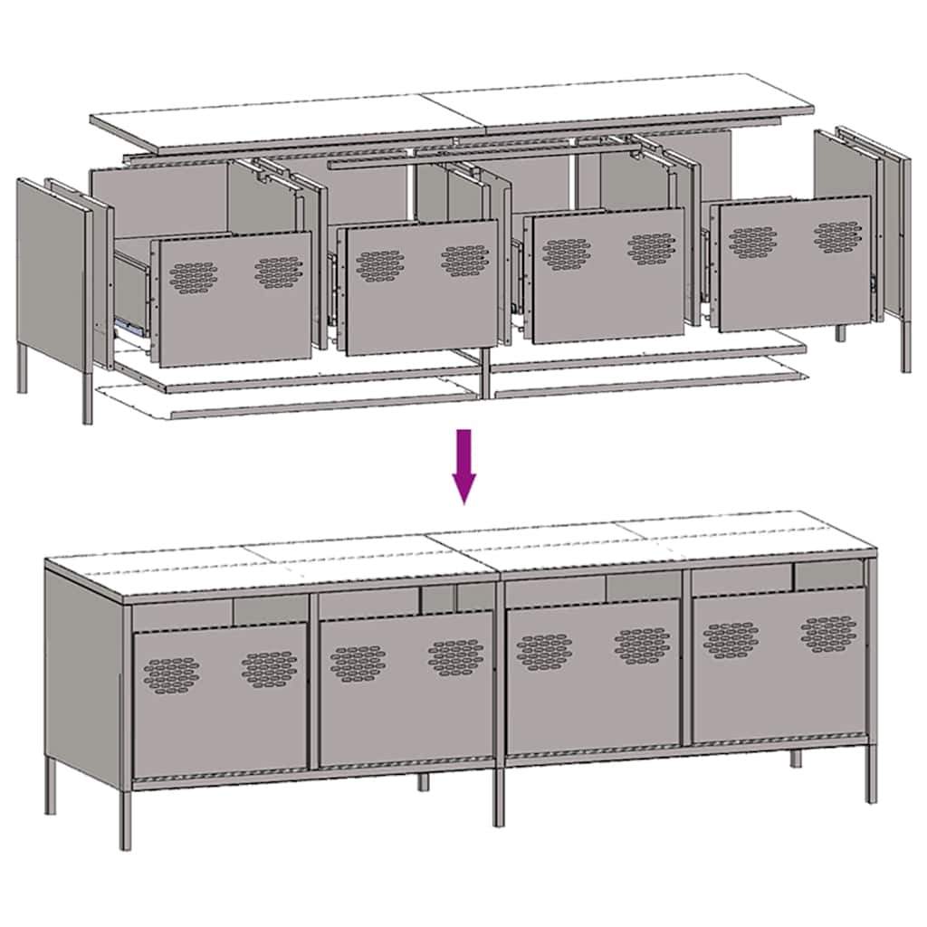 TV-Schrank Rosa 135x39x43,5 cm Kaltgewalzter Stahl