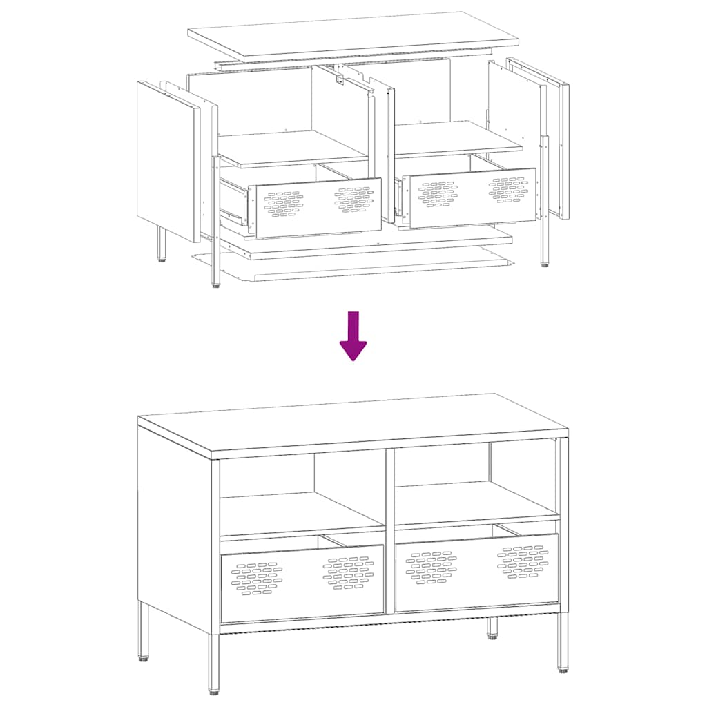 TV-Schrank Weiß 68x39x43,5 cm Kaltgewalzter Stahl