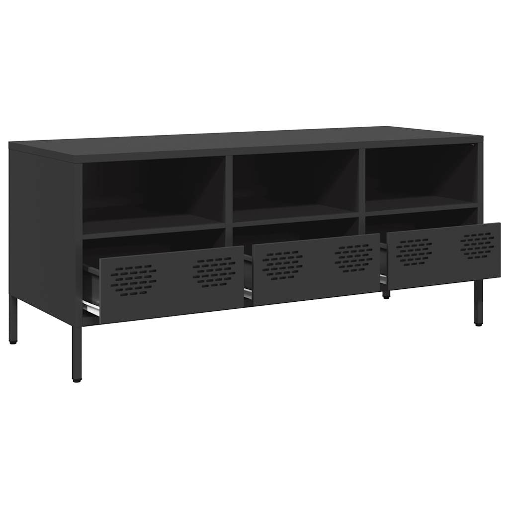 TV-Schrank Schwarz 101,5x39x43,5 cm Kaltgewalzter Stahl