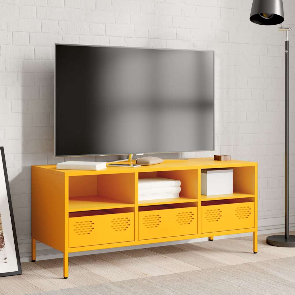 TV-Schrank Senfgelb 101,5x39x43,5 cm Kaltgewalzter Stahl