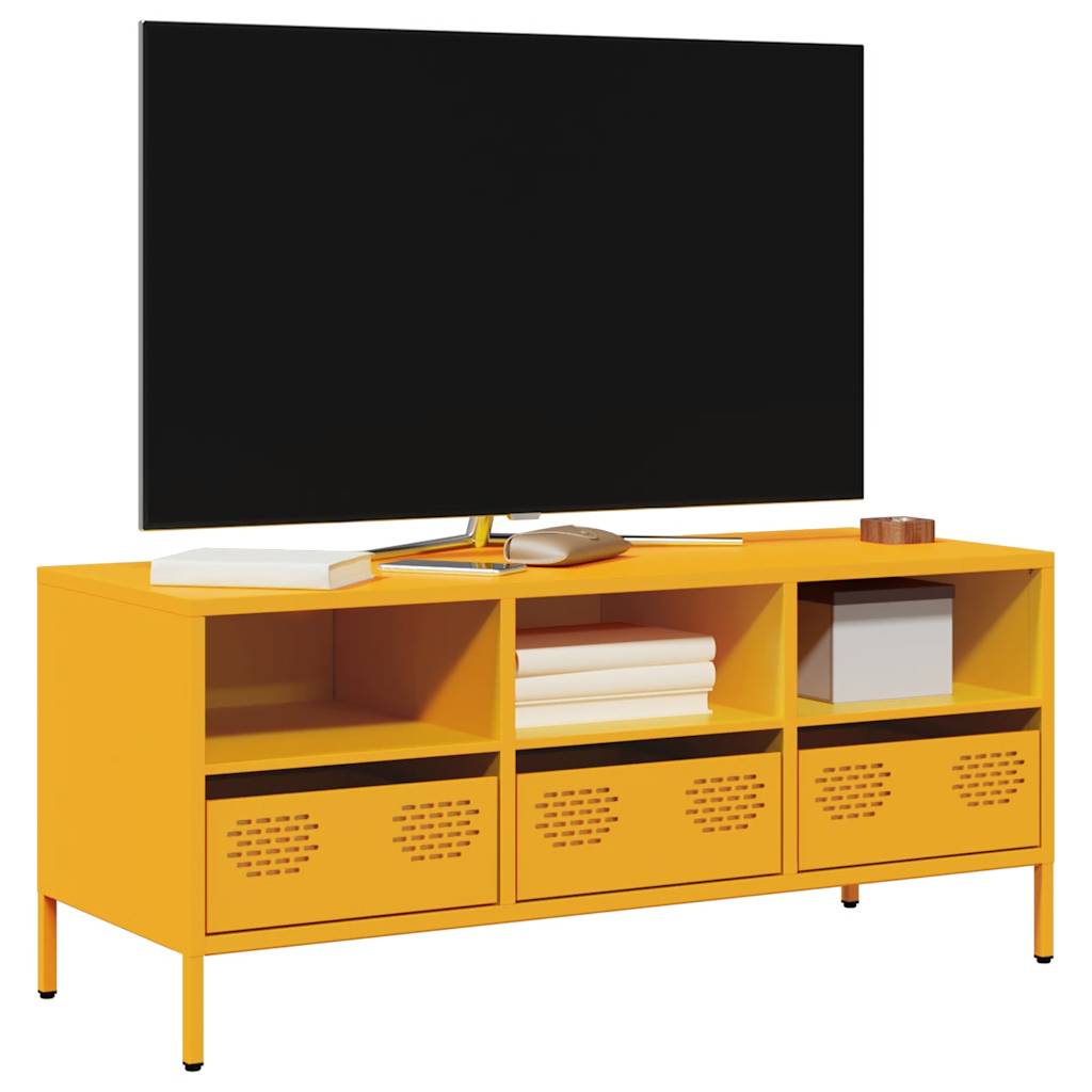 TV-Schrank Senfgelb 101,5x39x43,5 cm Kaltgewalzter Stahl