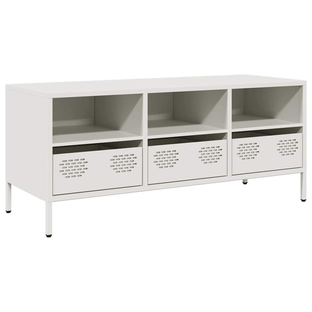 TV-Schrank Weiß 101,5x39x43,5 cm Kaltgewalzter Stahl