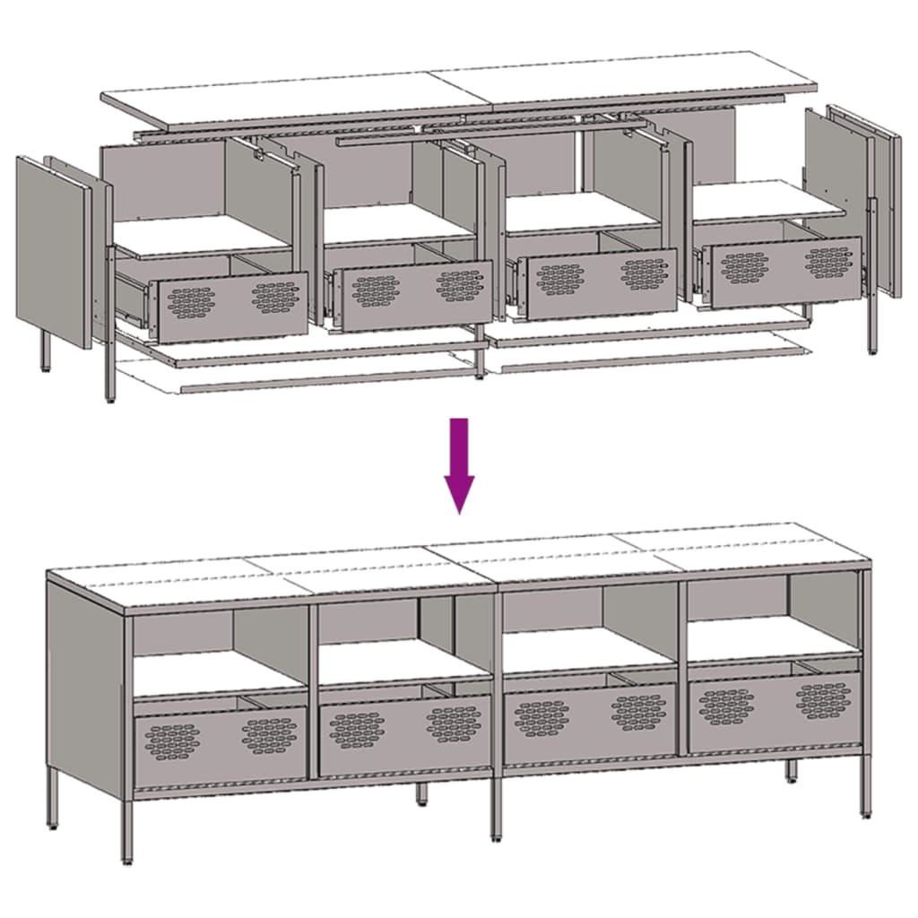 TV-Schrank Olivgrün 135x39x43,5 cm Kaltgewalzter Stahl