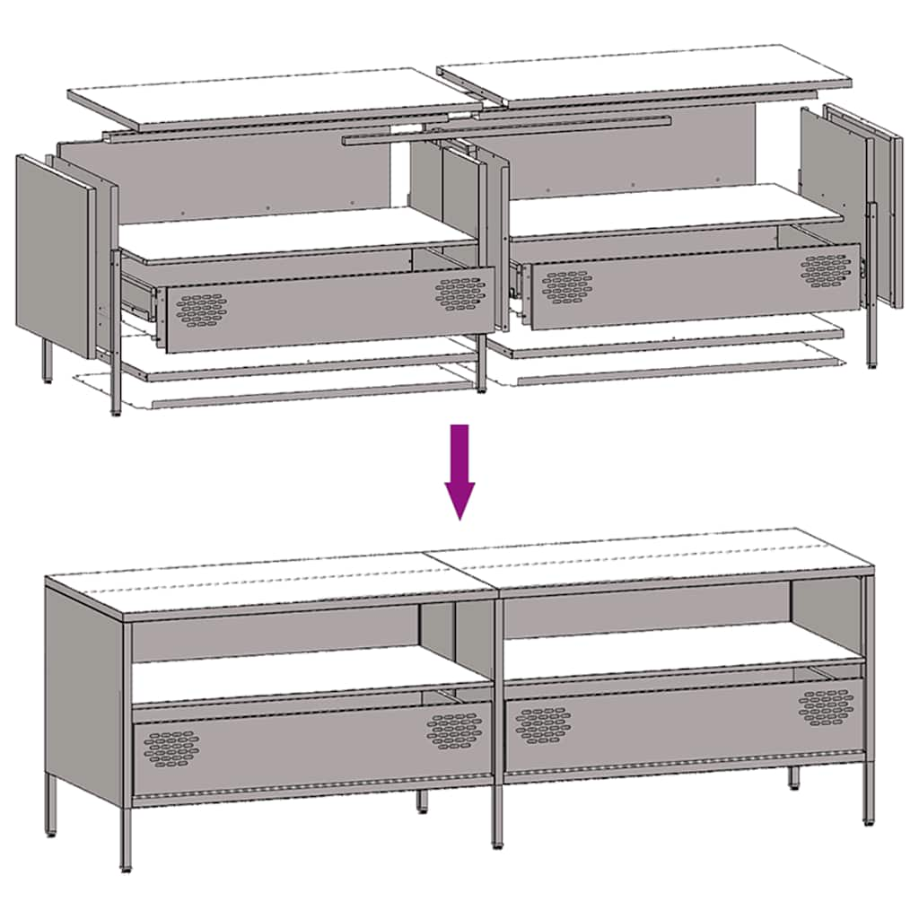 TV-Schrank Rosa 135x39x43,5 cm Kaltgewalzter Stahl