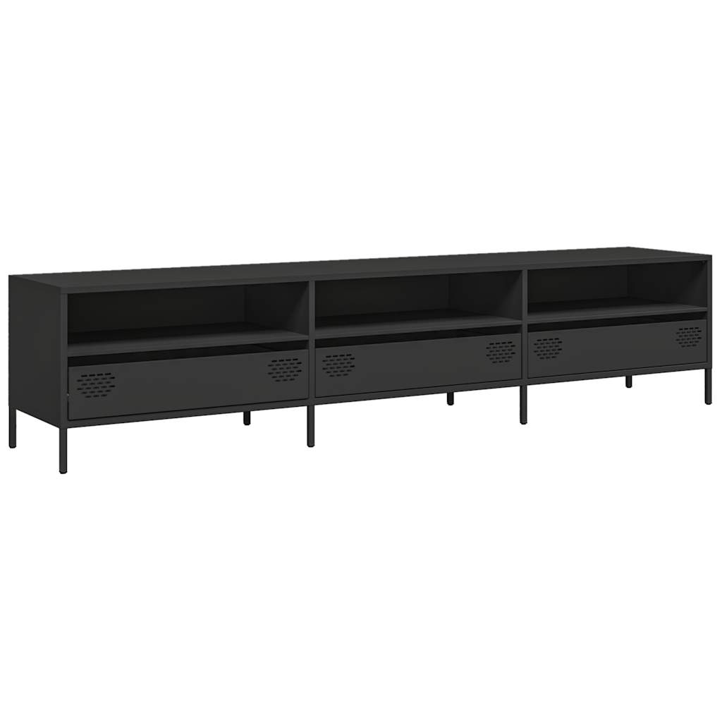 TV-Schrank Schwarz 202x39x43,5 cm Kaltgewalzter Stahl