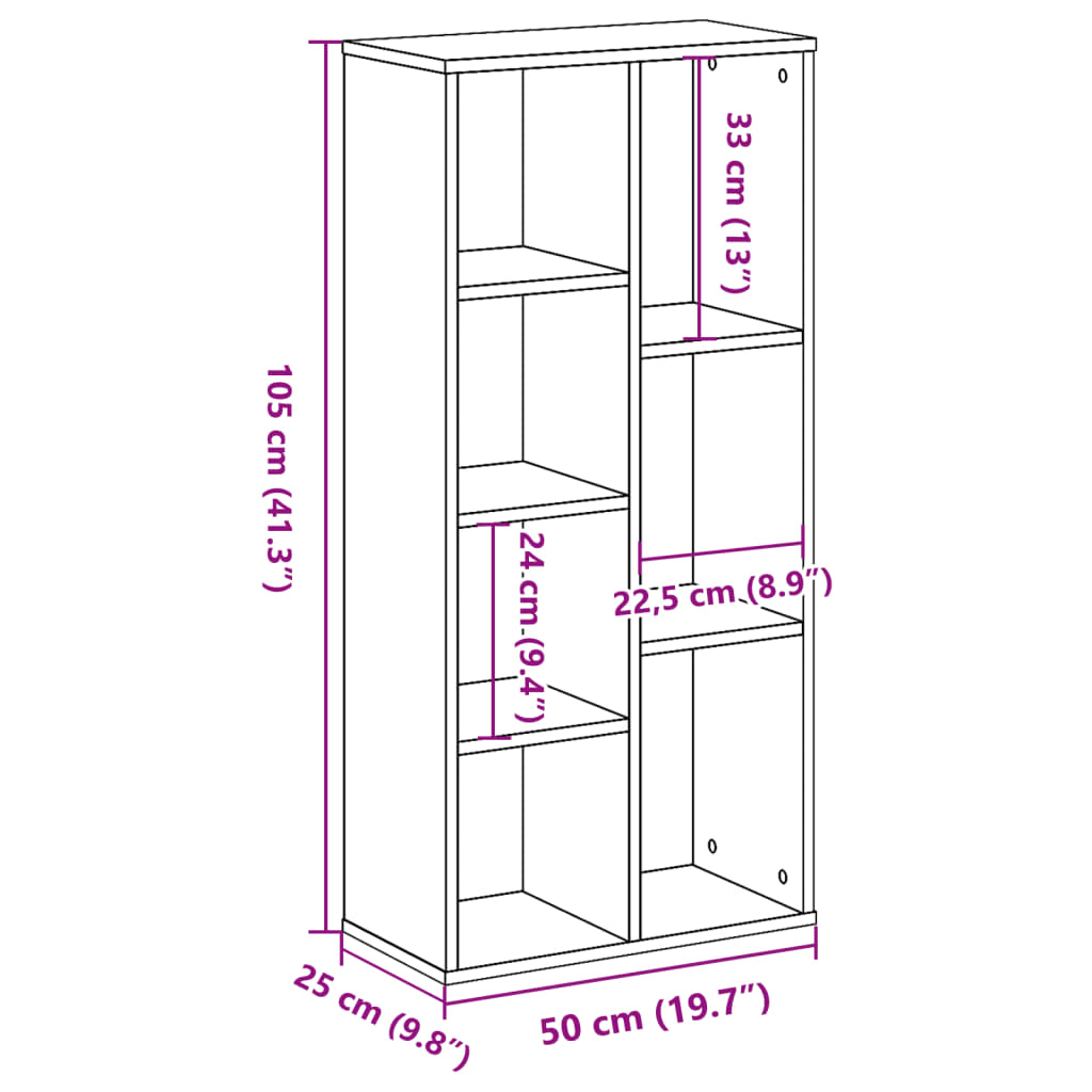 Bücherregal Sonoma-Eiche 50x25x105 cm Holzwerkstoff