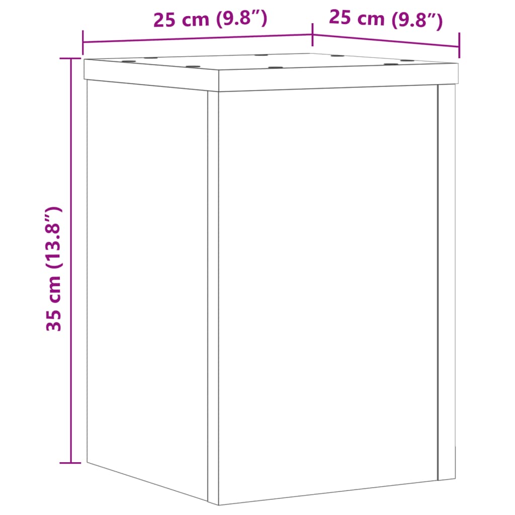 Pflanzenständer 2 Stk. Braun Eiche 25x25x35 cm Holzwerkstoff