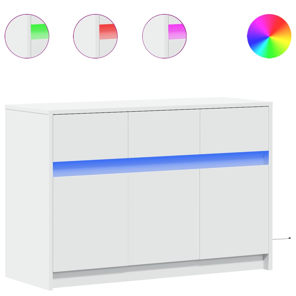 TV-Schrank mit LED-Beleuchtung Weiß 91x34x61 cm Holzwerkstoff