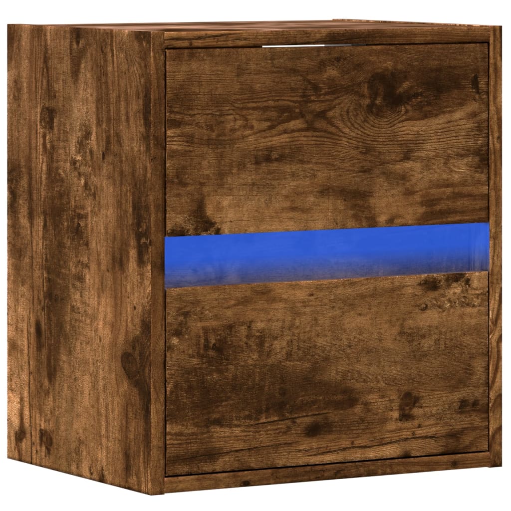 TV-Wandschrank mit LED-Beleuchtung Räuchereiche 41x31x45 cm