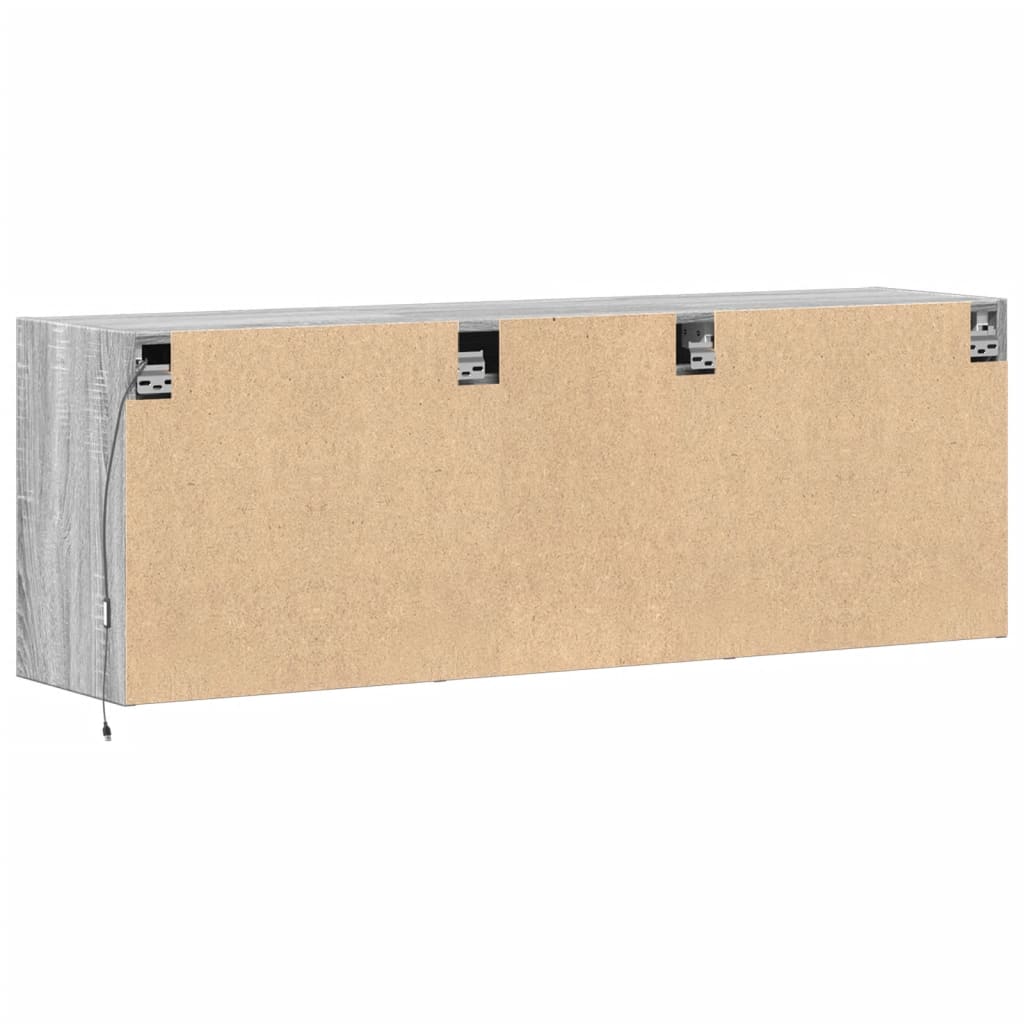 TV-Wandschrank mit LED-Beleuchtung Grau Sonoma 130x31x45 cm