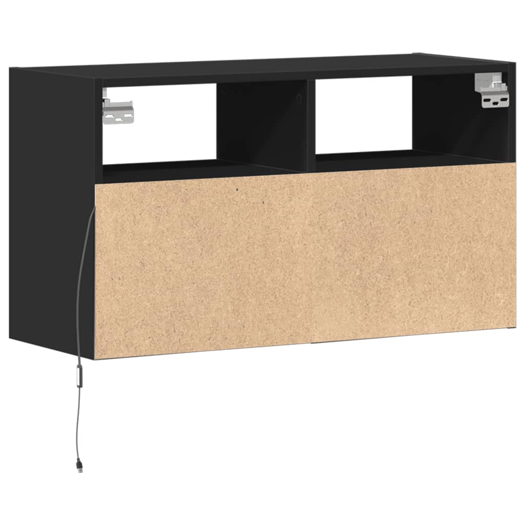 TV-Wandschrank mit LED-Beleuchtung Schwarz 80x31x45 cm