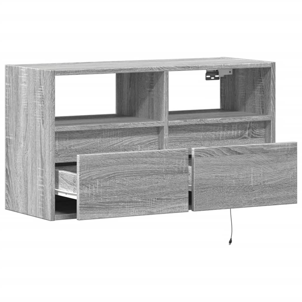 TV-Wandschrank mit LED-Beleuchtung Grau Sonoma 80x31x45 cm