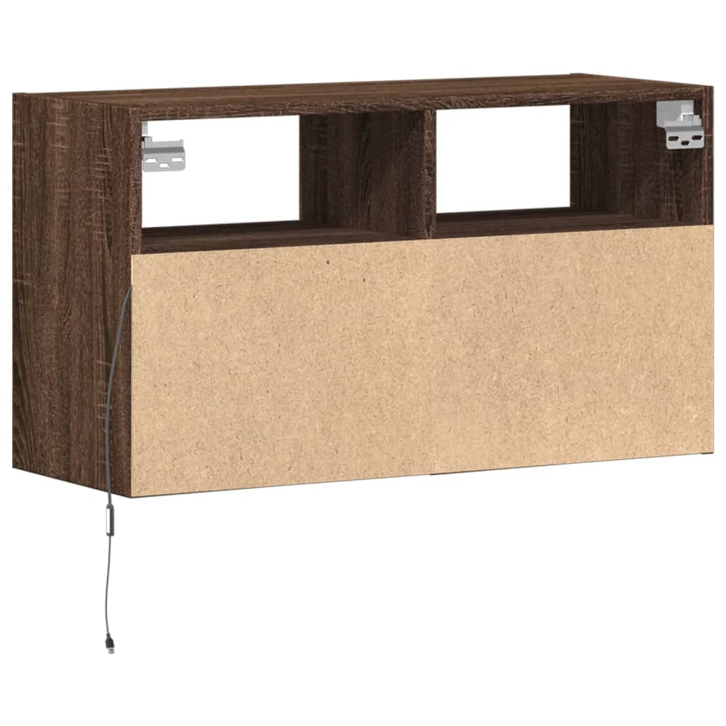 TV-Wandschrank mit LED-Beleuchtung Braun Eiche-Optik 80x31x45cm