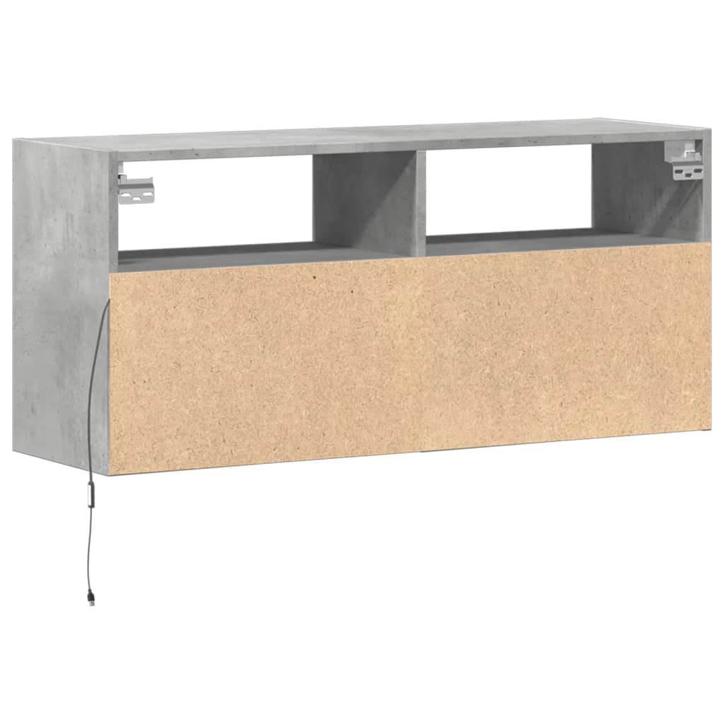 TV-Wandschrank mit LED-Beleuchtung Betongrau 100x31x45 cm