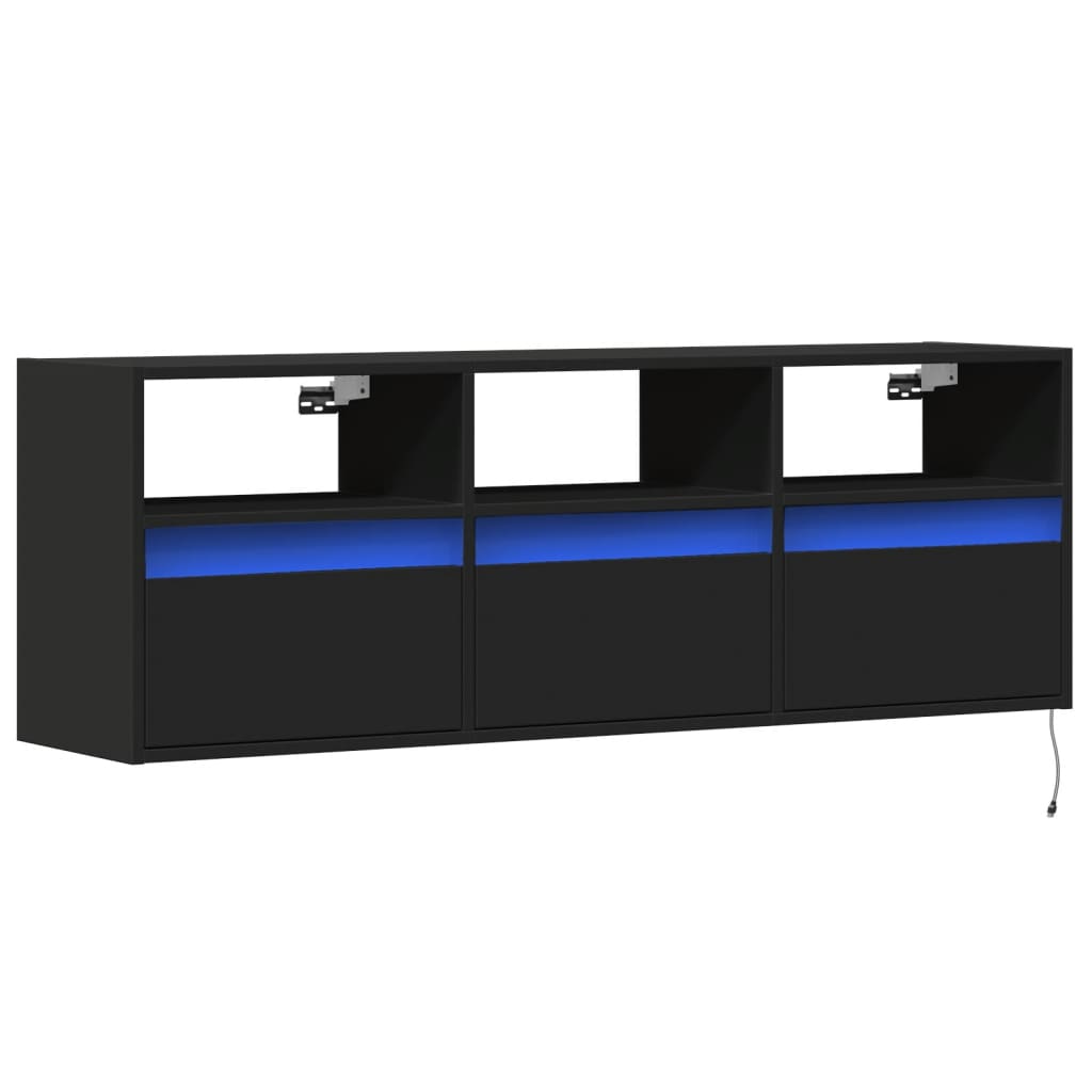 TV-Wandschrank mit LED-Beleuchtung Schwarz 130x31x45 cm