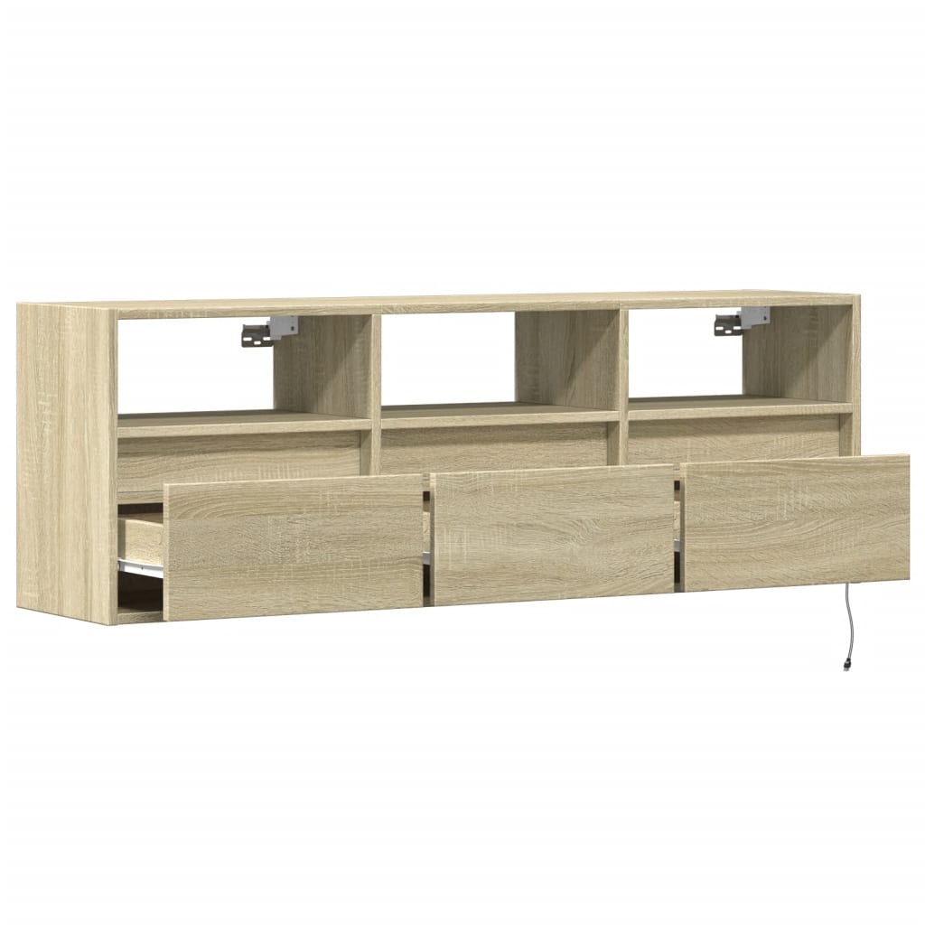 TV-Wandschrank mit LED-Beleuchtung Sonoma-Eiche 130x31x45 cm