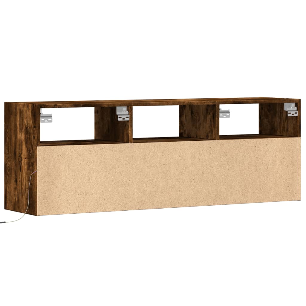 TV-Wandschrank mit LED-Beleuchtung Räuchereiche 130x31x45 cm